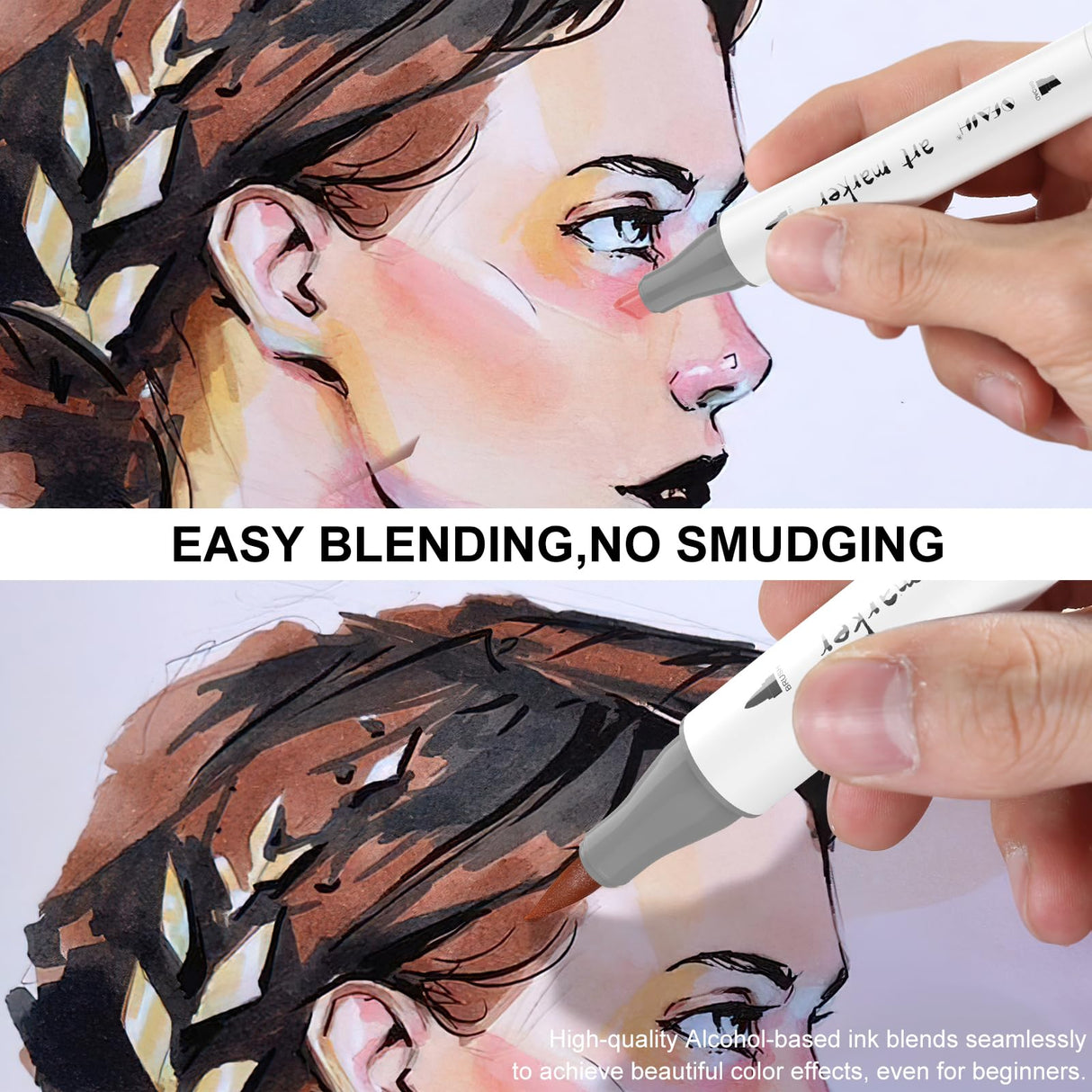 Skin Tone Alcohol Marker Set - 25 Dual-Tipped Brushes for Art, Drawing, and Coloring - Fast-Drying, Blendable Ink Marks on Paper, Plastic, Metal, and SFAIH
