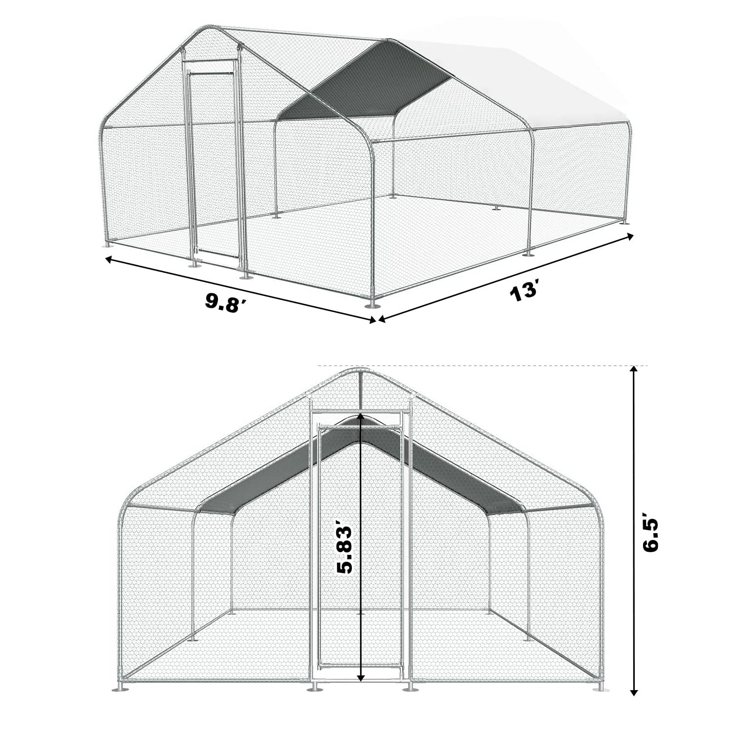 Chicken Coop Large Metal Chicken House Chicken Pen Outdoor for More Than Chickens Poultry Cage with Waterproof Cover for Rabbits Duck Walk-in Chicken - WoodArtSupply