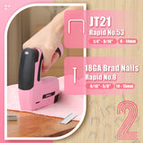 SHALL Pink Electric Staple Gun, 2 in 1 Cordless Upholstery Stapler Nail Gun for Wood, 4V Rechargeable Brad Nailer Kit w/ 2500 Staples Nails, Staple SHALL