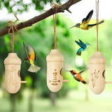 Thread Detachable Hummingbird Houses，Natural Wooden Hummingbird Houses for Outside Hanging，Premium Bird Houses for Garden Window Outdoor Home,3 LPUSA