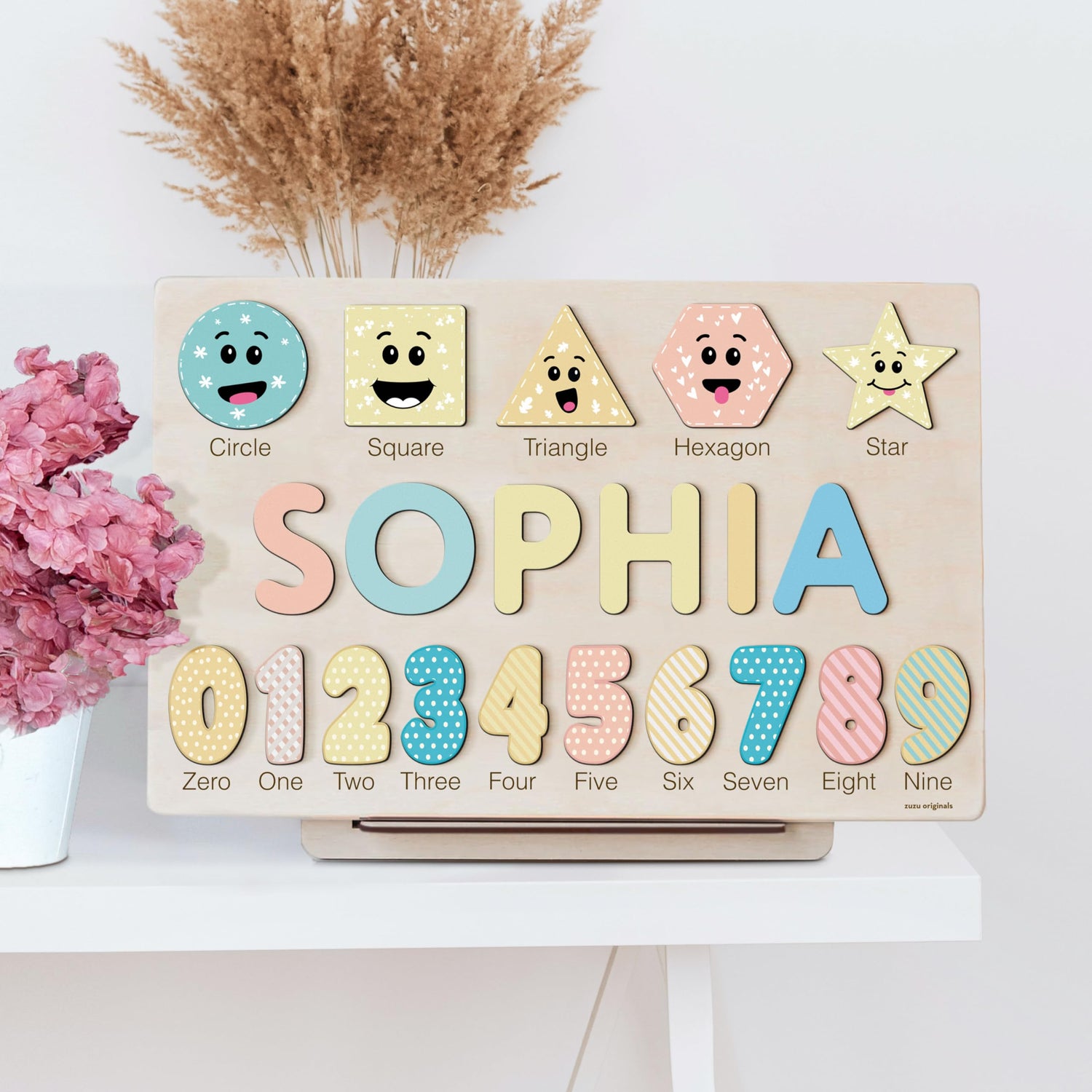 Boy and Girl Personalized Birthday Gift, Custom Handmade Name Puzzle with Animals, Gift for Kids, Christmas Gifts, Unique New Baby Gift Zuzu Puzzle