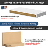 SHW Claire 40-Inch Height Adjustable Electric Standing Desk with Drawer, White SHW