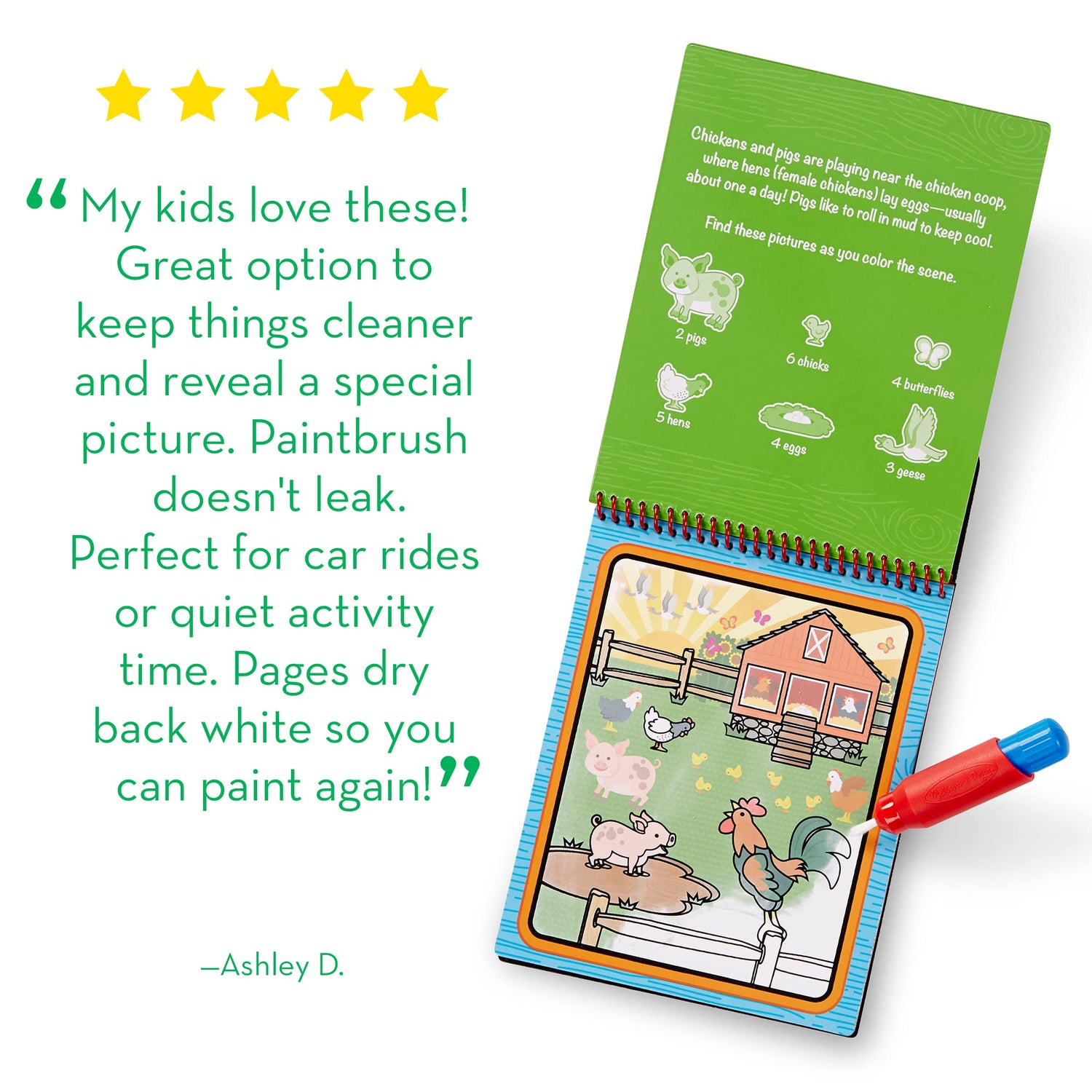 Melissa & Doug Water Wow! On The Farm - Stocking Stuffers, Children's Paint , Activity Books For Toddlers And Kids Ages 3+, 1 Count (Pack of 1) Melissa & Doug