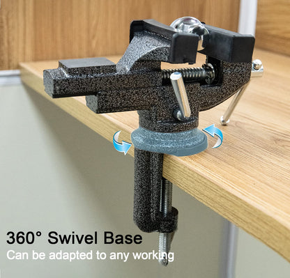 Universal Table Vise 3 Inch, Home Vise Clamp-on Portable Bench Clamp, 360° Swivel Base Clamps Fixed Tool for Woodworking, Handcraft Creations,