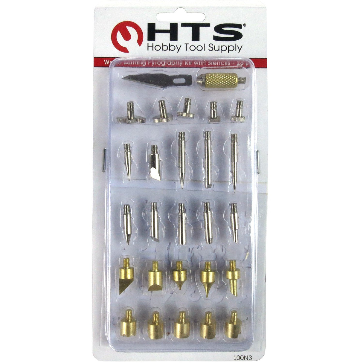 HTS 100N3 28Pc Pro Quality Wood Burning Pyrography Kit with Stencils HTS
