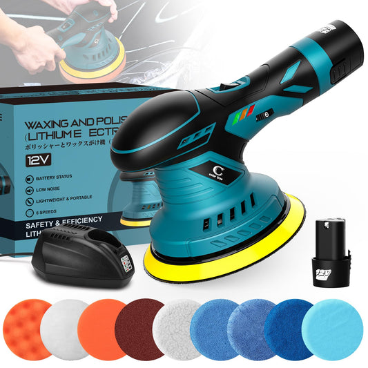 Cordless Buffer Polisher, 6 Inch Portable Polisher with 1Pack 12V Lithium Battery, 6 Variable Speed 2500-5000RPM Polishing 2023NEW Perfect for Car - WoodArtSupply