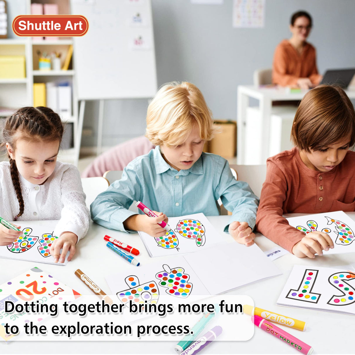 Shuttle Art Washable Dot Markers 36 Colors with Free Activity Book, Fun Art Supplies for Kids Toddlers and Preschoolers, Non Toxic Water-Based Paint Shuttle Art