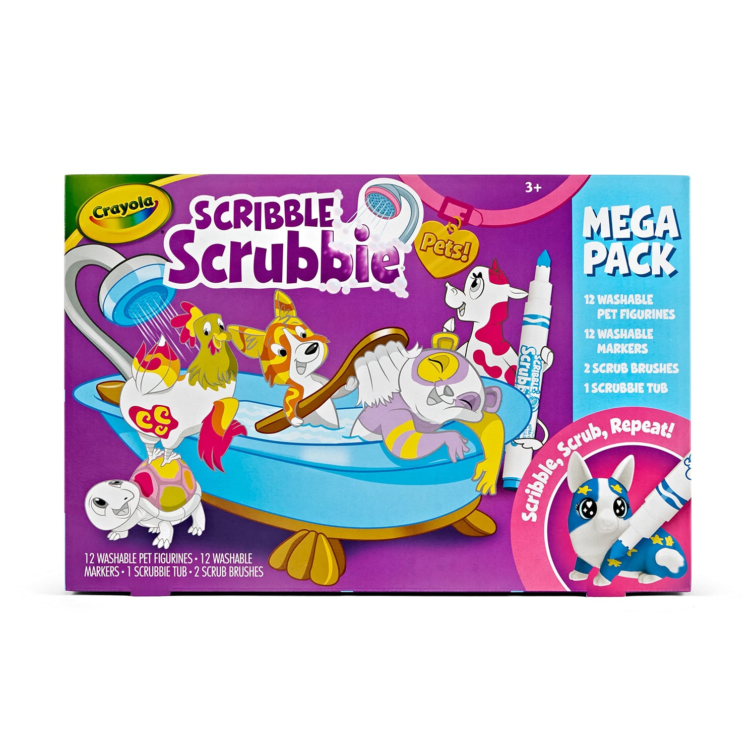 Crayola Scribble Scrubbie Pets Mega Set 2.0, Reusable Pet Care Toy, Toys for Girls & Boys, Holiday Gift for Kids, Ages 3, 4, 5, 6 Crayola