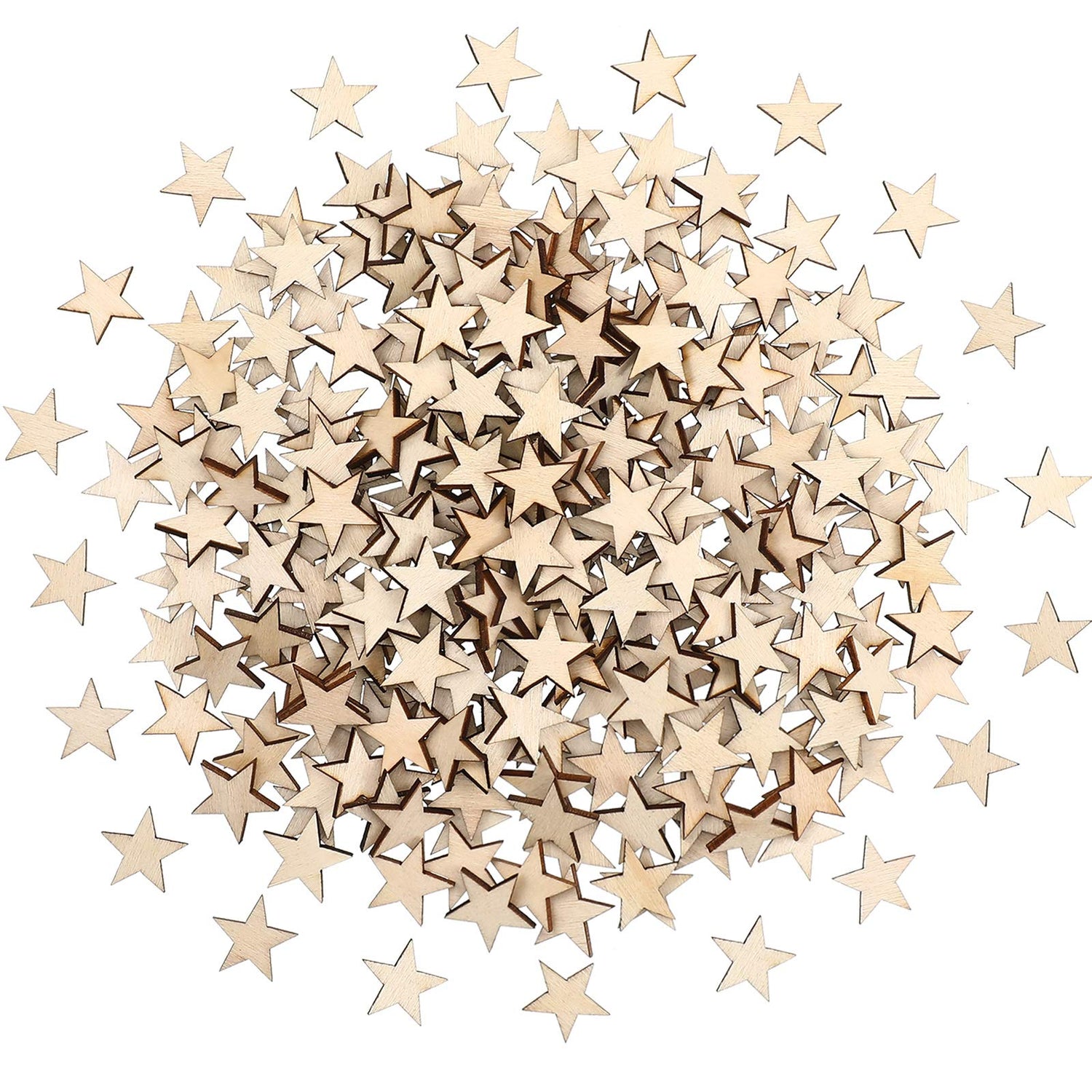 300 Pieces Wooden Stars Shape Unfinished Wood Stars Pieces Blank Wood Pieces Wooden Cutouts Ornaments for Craft Project and Christmas Party Wedding Gejoy
