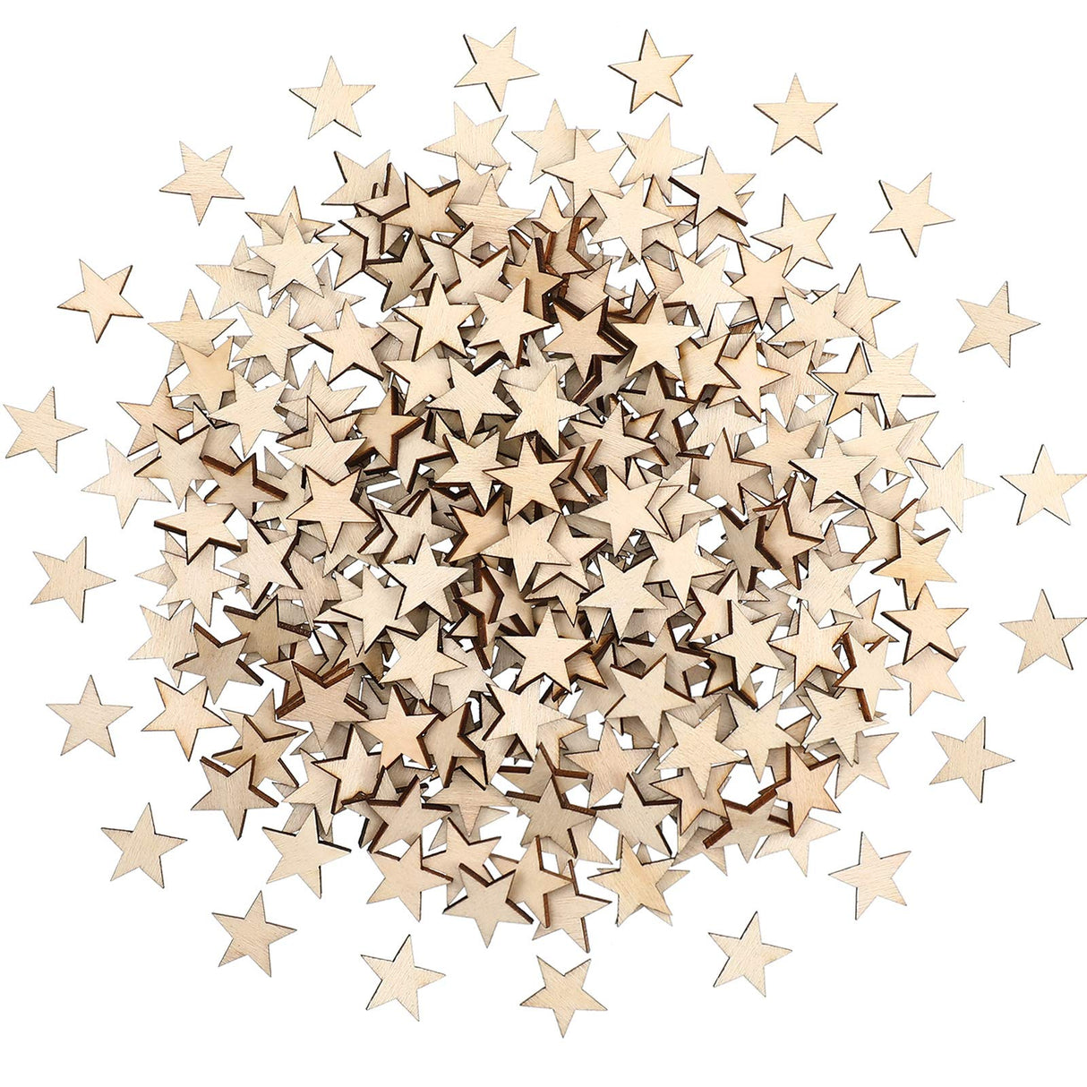 300 Pieces Wooden Stars Shape Unfinished Wood Stars Pieces Blank Wood Pieces Wooden Cutouts Ornaments for Craft Project and Christmas Party Wedding Gejoy