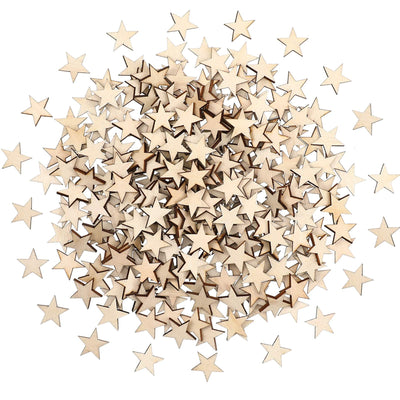 300 Pieces Wooden Stars Shape Unfinished Wood Stars Pieces Blank Wood Pieces Wooden Cutouts Ornaments for Craft Project and Christmas Party Wedding