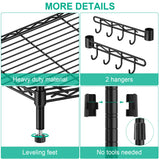 Folews 5 Tier Storage Shelves with Wheels - Metal Shelves for Storage Adjustable Wire Shelving Unit Organizer Storage Rack Shelf for Kitchen Garage Folews