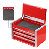 P.I.T. Mini Red Tool Box, Portable 3 Drawer Steel Tool Box with Magnetic Tab Locking, Red Micro Top Chest with Liner for Tools Storage, Home DIY P.I.T.