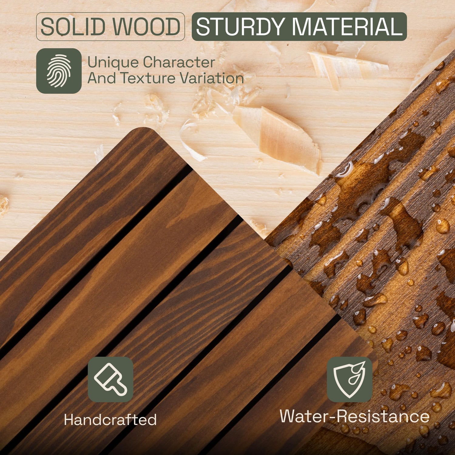 BAOBAB WORKSHOP Wood Floating Shelves 16 inch - Bathroom Shelves for Room Wall Mount - Wide Wooden Wall Shelves for Bedroom Kitchen Living Room - BAOBAB WORKSHOP