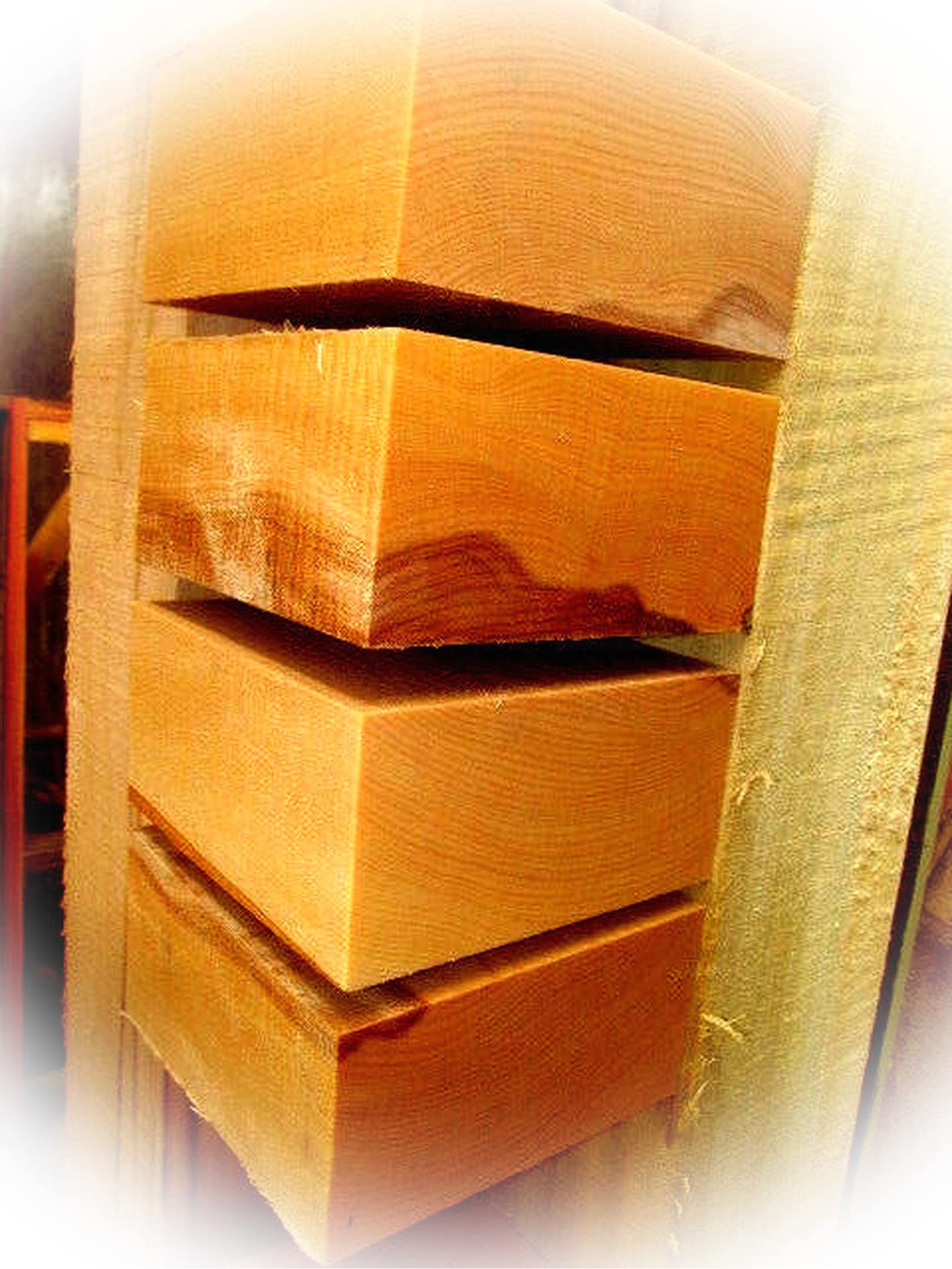 New Four (4) Beautiful Beech Bowl Turning Blanks Lumber Wood Lathe Carve 6 X 6 X 3" Craft Wood Kit Set Supplies MON-1136TO