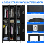 Aobabo Metal Office Storage Lockers 6 Door Lockable Locker Cabinet, 72 Inch Tall Storage Locker for Employee,Home Office,Gym,School, Black Aobabo