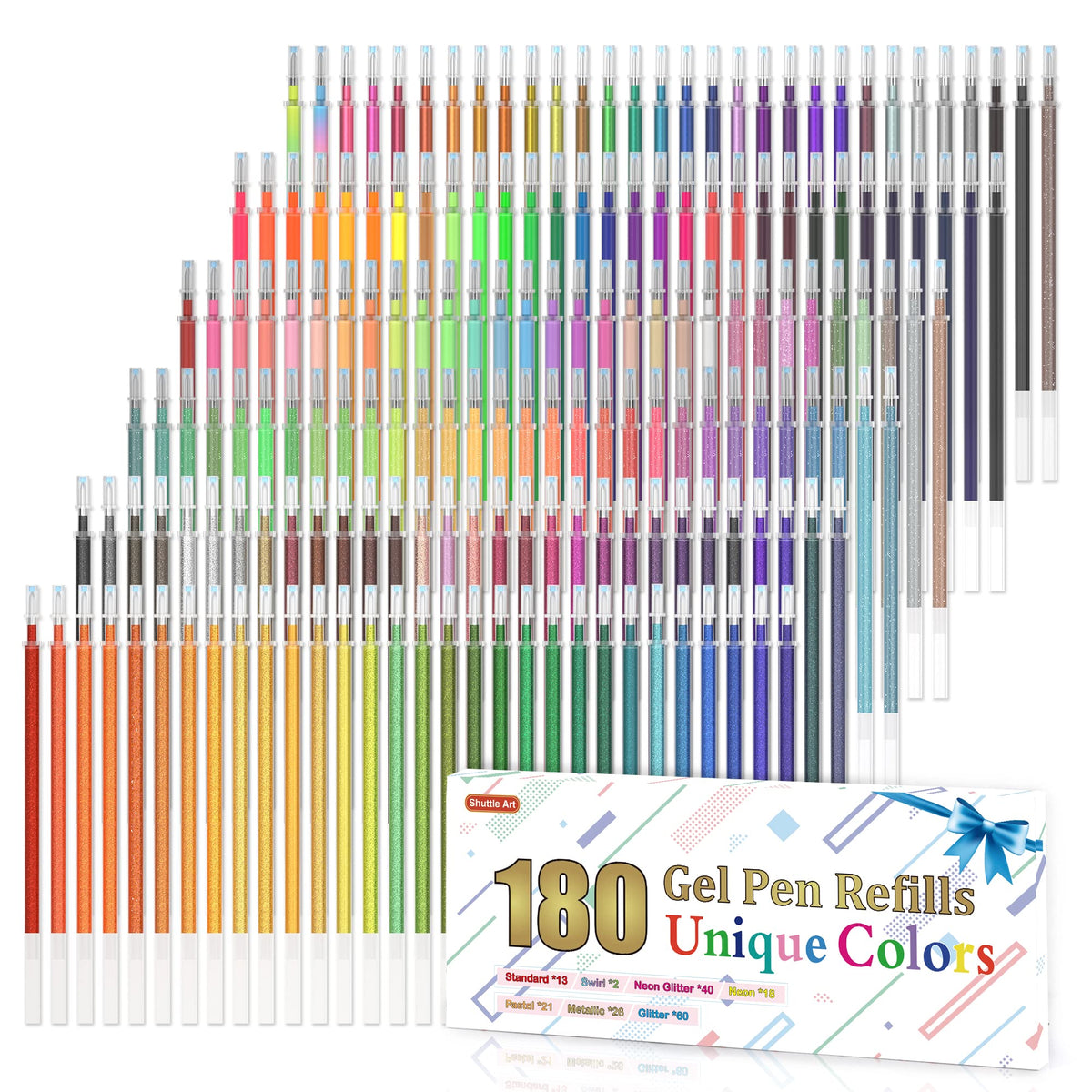 Gel Pen Refills, Shuttle Art 180 Colors (No Duplicates) Gel Pen Refill ...