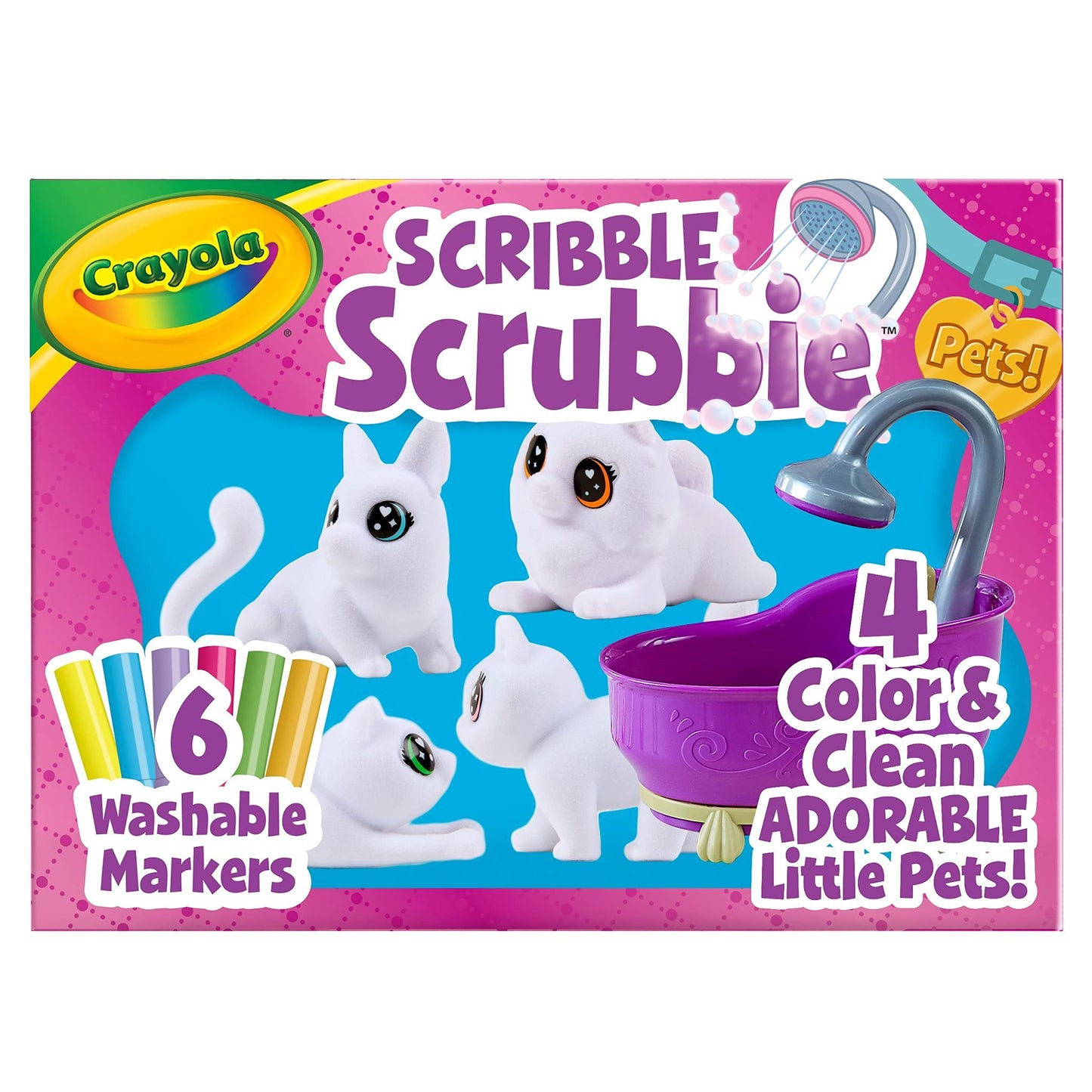 Crayola Scribble Scrubbie Pets Tub Set, Washable Pet Care Toy, Toys for Girls & Boys, Holiday Gifts for Kids, Ages 3, 4, 5, 6