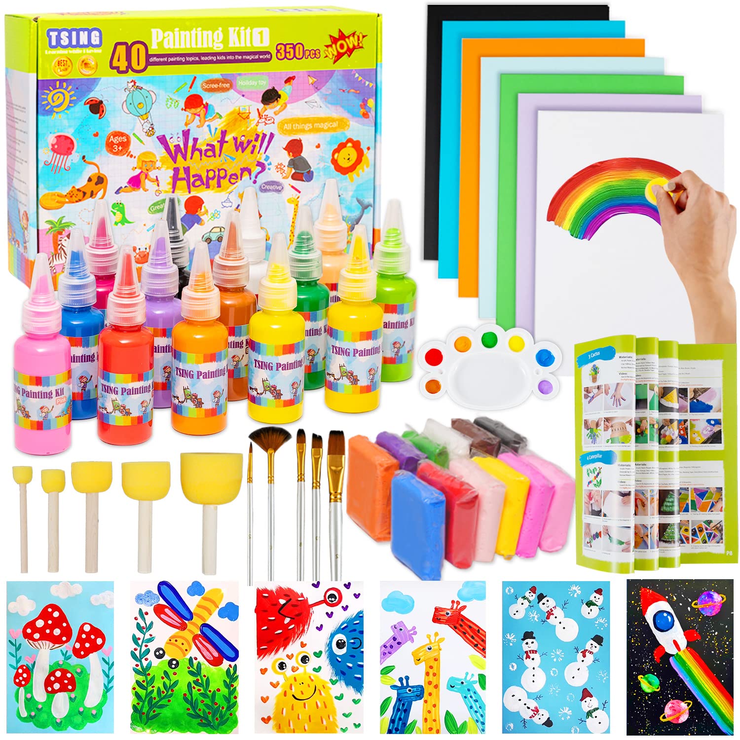 Arts and Crafts for Kids - 40 Creative Painting Arts 350+pcs Painting Kits Ages 3 4 5 6 7 8 9 10 11 & 12 Year Old Girls & Boys - Art Supplies Set - TSING