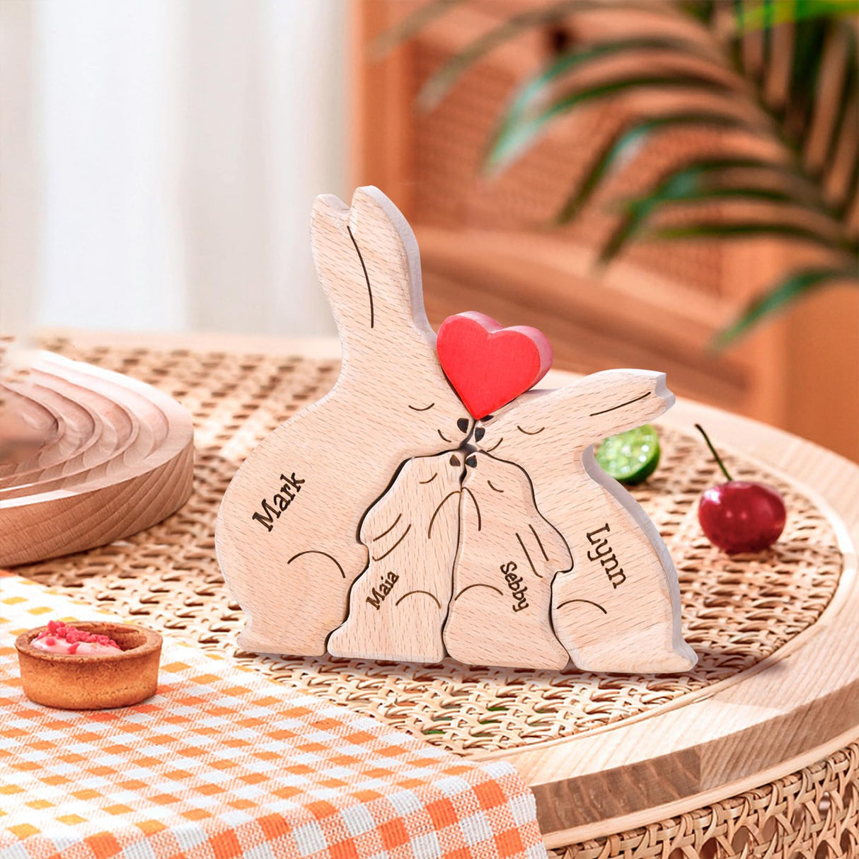 Personalized Wooden Bear Puzzle with 2-8 Names Custom Family Name Puzzle Customized Wooden Puzzle Gifts for Christmas JOBFLY