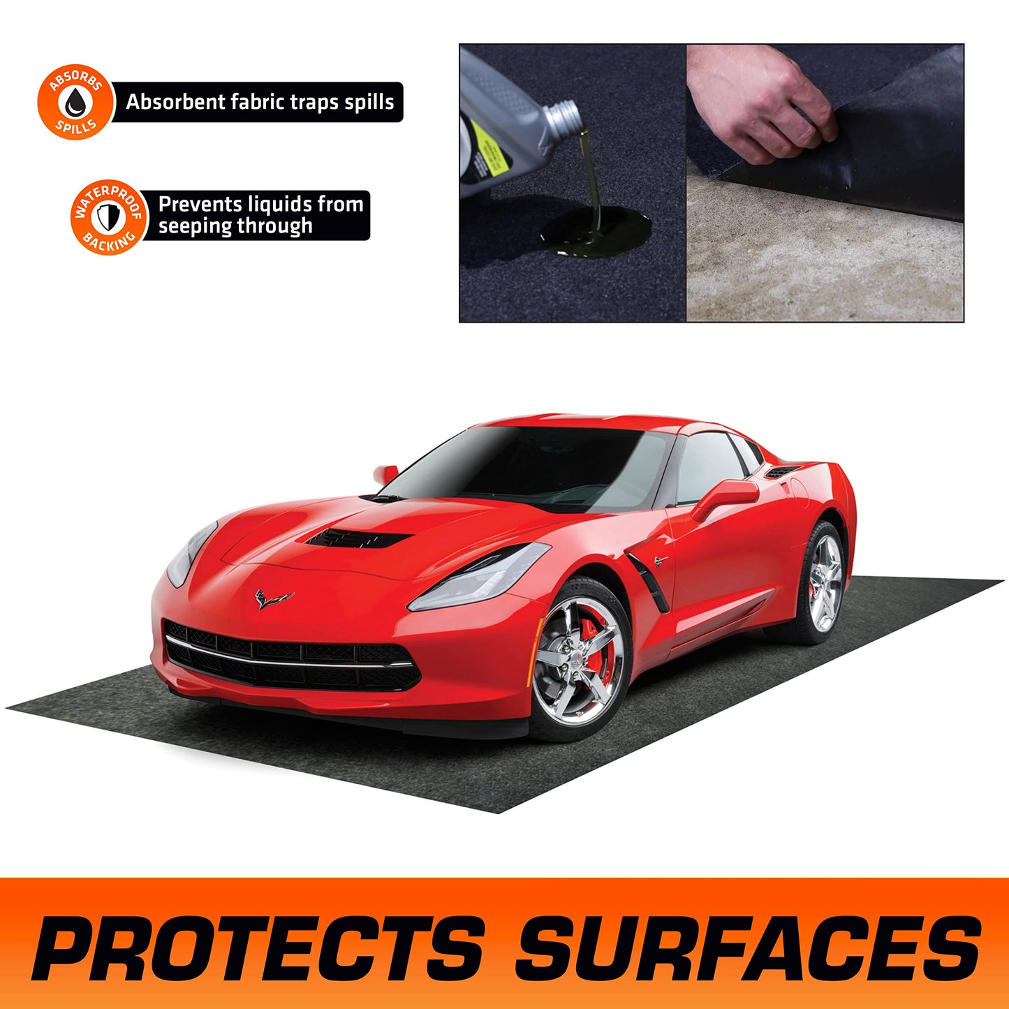 Armor All Original Garage Floor Mat, (17' x 7'4"), (Includes Double Sided Tape), Protects Surfaces, Transforms Garage - Absorbent/Waterproof/Durable