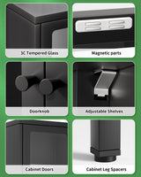 Greenvelly Black Metal Display Curio Cabinet with Glass Doors and 4 Adjustable Shelves Greenvelly