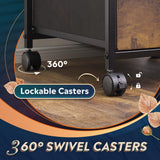 DEVAISE Mobile File Cabinet, Rolling Printer Stand with 3 Drawers, Fabric Vertical Filing Cabinet fits A4 or Letter Size for Home Office, Rustic DEVAISE