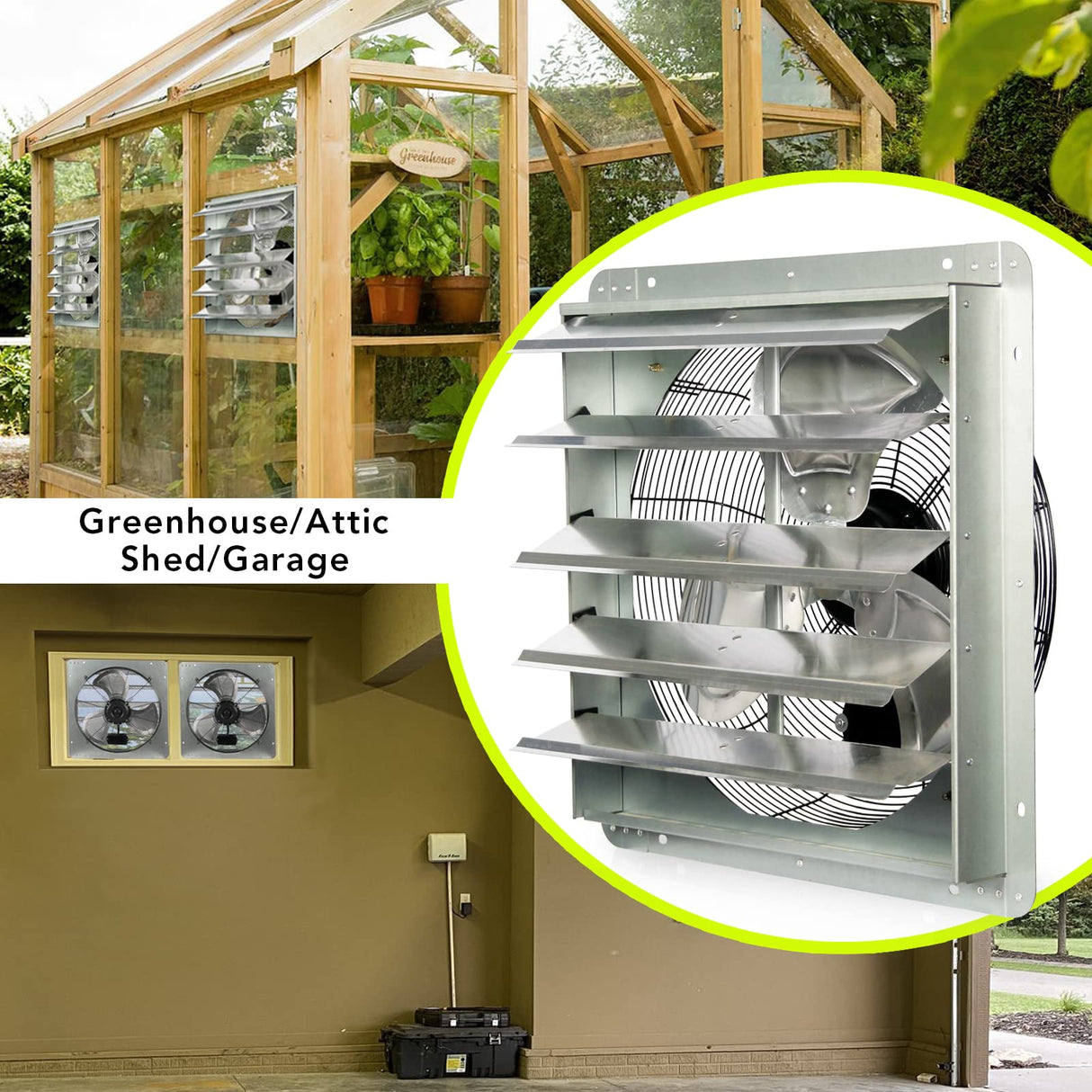 KEN BROWN 20 Inch Shutter Exhaust Fan With 1.65 Meters Power Cord Wall Mounted, High Speed 3500CFM, Vent Fan For Garages And Shops, Greenhouse,Attic KEN BROWN