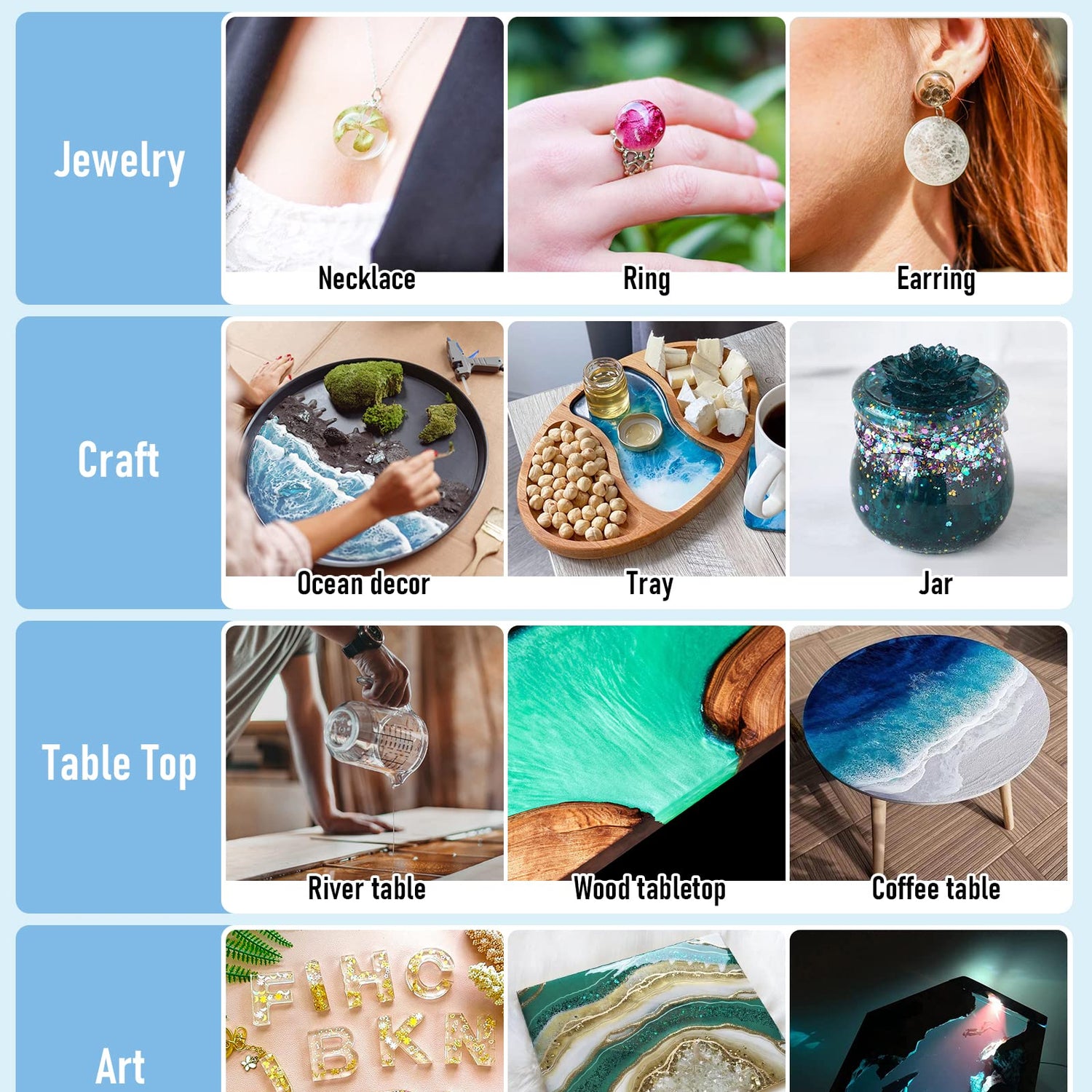 Nicpro 64 Ounce Crystal Clear Epoxy Resin Kit, Food Safe DIY Starter Epoxy Resin for Craft, Canvas Painting, Molds Pigment Jewelry Making, Resin Nicpro