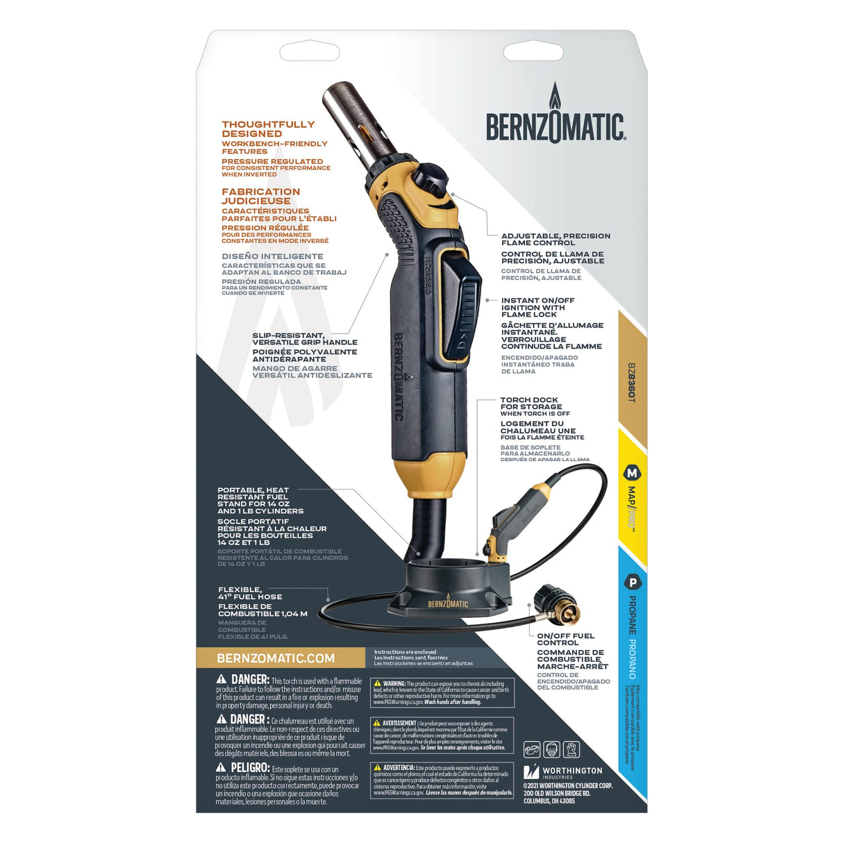 Bernzomatic Map Pro Gas Cylinder 3-Pack with Firepoint Creator Torch Bundle Bernzomatic