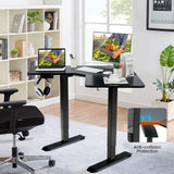 COSTWAY L Shaped Electric Adjustable Desk, L-Shaped Standing Computer Desk w/Splice Tabletop, 2 Hooks & Rolling Casters, Sit-Stand Corner Desk w/ 4 COSTWAY