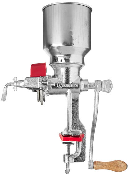 Victoria Manual High-Hopper Grain Grinder, Made in Colombia, Silver - WoodArtSupply