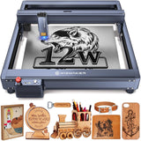 WIZMAKER Laser Engraver, 12W Output Powerful Laser Cutter DIY Laser Engraving Machine + WIZMAKER Upgraded Honeycomb Laser Bed, Spliceable Laser WIZMAKER