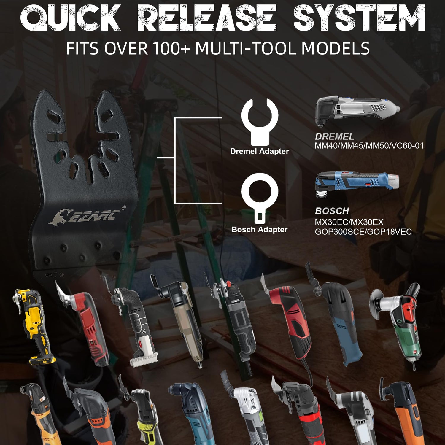 EZARC 7PCS Oscillating Tool Blades Kit, Titanium Oscillating Saw Blades for Wood Nails, Metal, Plastic Multitool Blades Kits with Japanese Teeth Fit EZARC