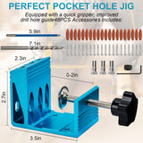 Pocket Hole Jig Kit with 3 Drill Hole for Carpentry Positioner Dowel Drill Joinery Screw Kit All-In-One Drill Hole System Set Wood Woodwork Guides KingBaas