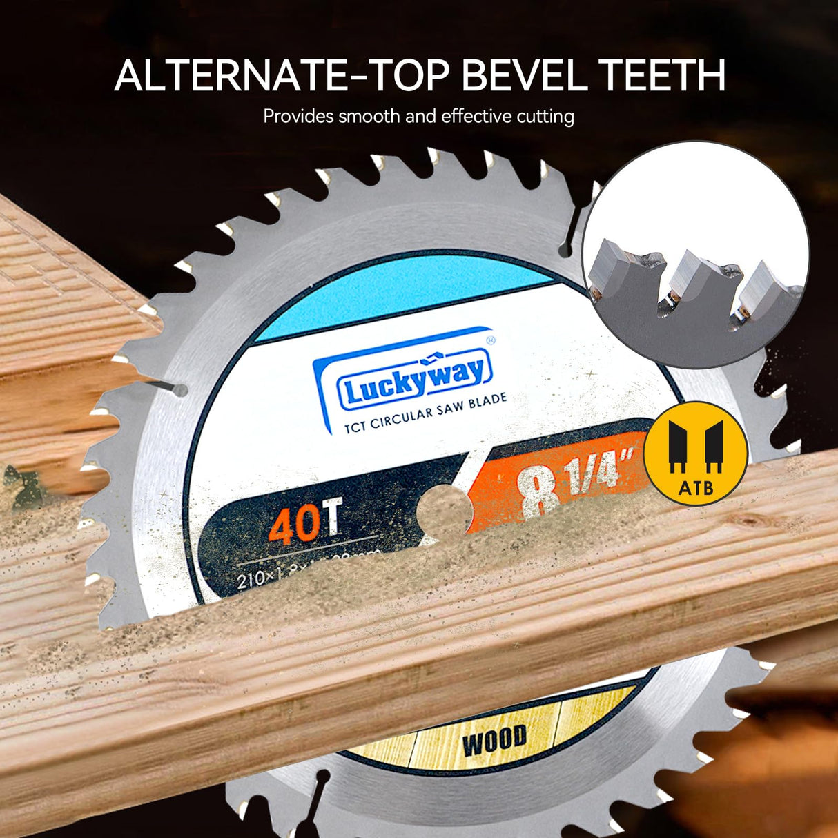 Luckyway 3-Pack 8-1/4 Inch 24T Framing & 40T Ripping/Cross Cutting 60T Finish with 5/8 Inch Arbor TCT Circular Saw Blade for Cutting Wood Luckyway