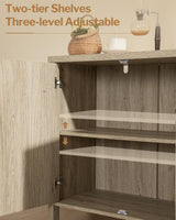 SICOTAS Accent Wood Storage Cabinet Set of 2, Rattan Sideboard Buffet Cabinet with Adjustable Shelves, Multifunctional Console Table Credenza for SICOTAS