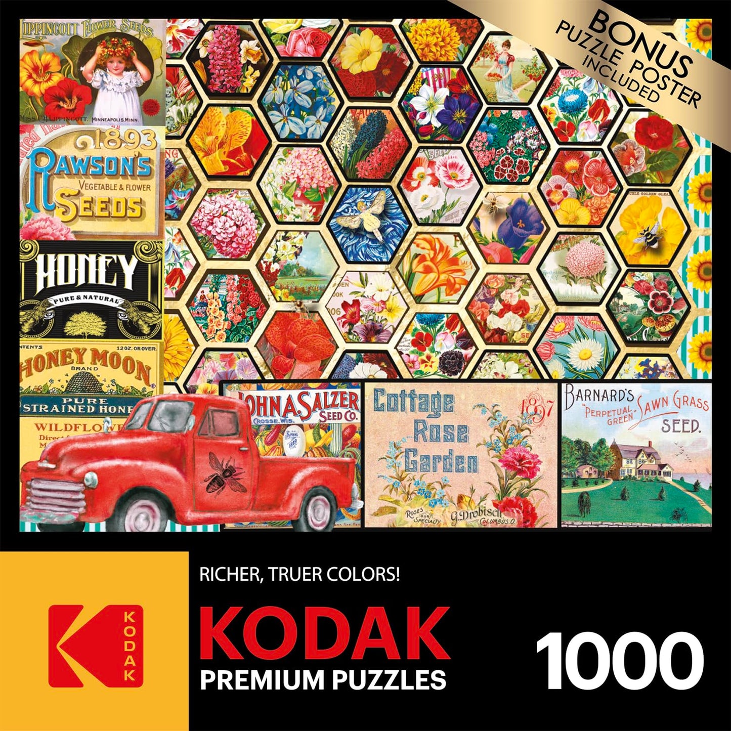 Cra-Z-Art - RoseArt - Kodak Premium - Honeycomb Flowers and Seeds - 1000 Piece Jigsaw Puzzle