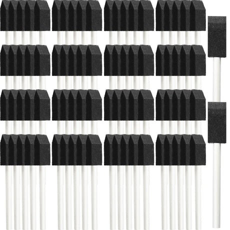 200 Pack Foam Brush Bulk Foam Paint Brushes Sponge Black Foam Brushes for Painting 1 Inch with Handle Wood Grip Foam Art Paintbrushes for Paint Leinuosen