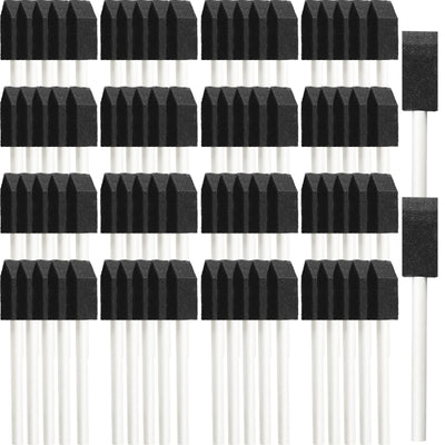 200 Pack Foam Brush Bulk Foam Paint Brushes Sponge Black Foam Brushes for Painting 1 Inch with Handle Wood Grip Foam Art Paintbrushes for Paint