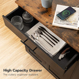 HOOBRO Kitchen Island with Power Outlet, Kitchen Storage Island with Spice Rack and Drawer, Rolling Kitchen Cart on Wheels, for Home, Kitchen and HOOBRO