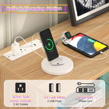 knoworld Dresser for Bedroom,White 6 Drawer Dresser with LED Light and Power Outlet,Tall Wide Dressers Chests of Drawers,Organizer Storage Drawers knoworld