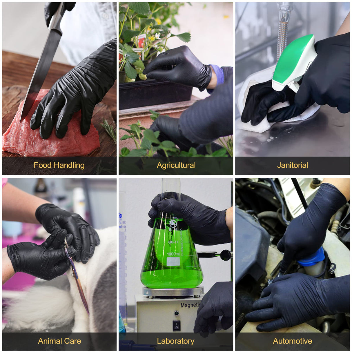 TitanFlex Disposable Nitrile Exam Gloves, 6-mil, Black, XL 100-ct Box, Heavy Duty Disposable Gloves, Cooking Gloves, Mechanic Gloves, Latex Free TITANflex