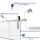 BARNSMITH 36in x 84in Glass Barn Door with 6.6FT Brushed Nickle Sliding Door Hardware Kit Included & Handle,5-Panel Frosted Glass Solid Wood BARNSMITH