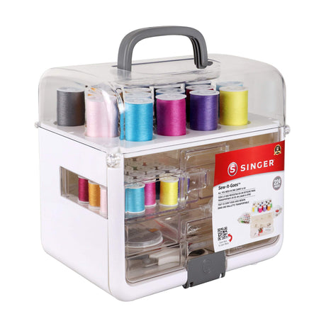 Singer Sew-It-Goes, 224 Piece - Sewing Kit & Craft Organizer - Sewing Case Storage with Machine Sewing Thread, White SINGER