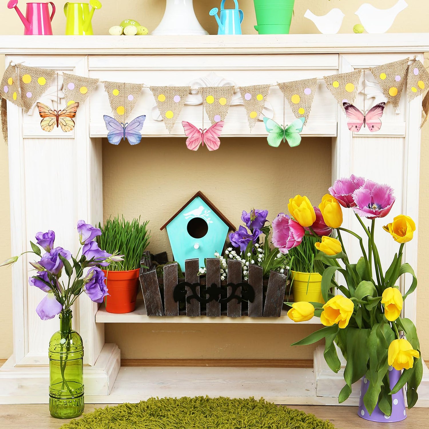 Wooden Butterfly Ornaments to Paint Spring Decoration Cutouts Unfinished 24PCS 3.5 x 3 inches, DIY Blank Unfinished Wood Discs Ornament for Home Sophena