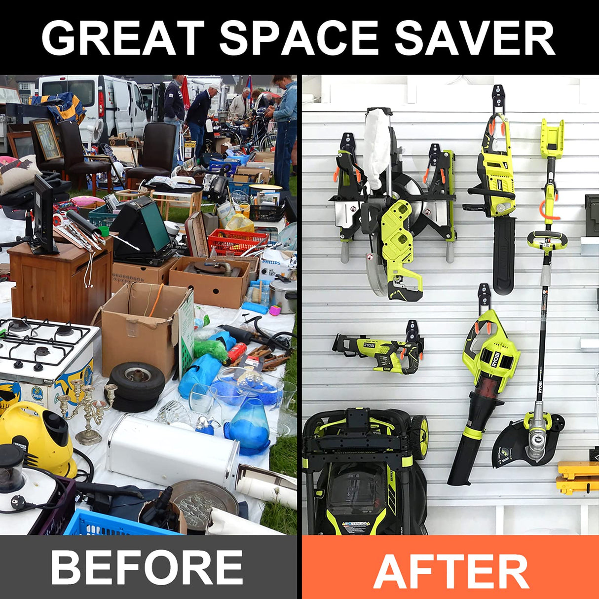 Dorisy Upgraded 16 Packs Garage Hooks Utility Double Heavy Duty with Mop Broom Holders, Wall Mount Hooks, Garage Storage Organization and Tool Dorisy