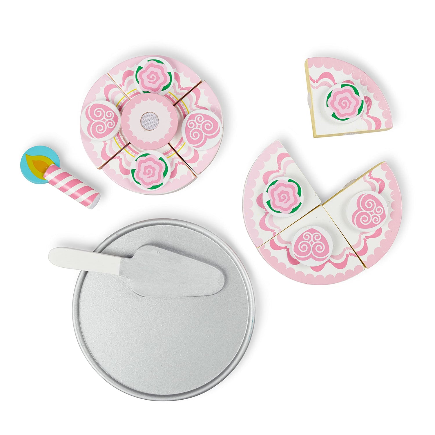 Melissa & Doug Triple-Layer Party Cake Wooden Play Food Set - Birthday Cake Pretend Food Play Set For Toddlers, Kids Ages 3+ Melissa & Doug