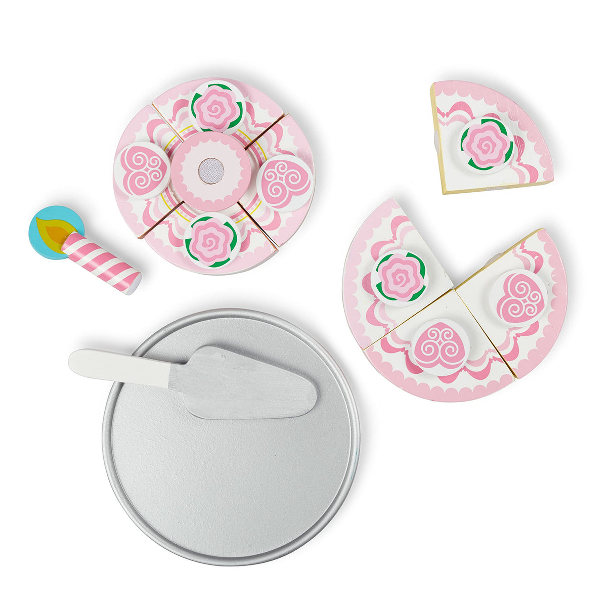 Melissa & Doug Triple-Layer Party Cake Wooden Play Food Set - Birthday Cake Pretend Food Play Set For Toddlers, Kids Ages 3+ Melissa & Doug