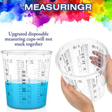 24 Pcs 64 oz 1800 ml Paint Measuring Cups Mixing Cups with Graduated and 20 Pcs Paint Mixing Sticks Plastic Disposable Resin Automotive Epoxy Mixing Roshtia
